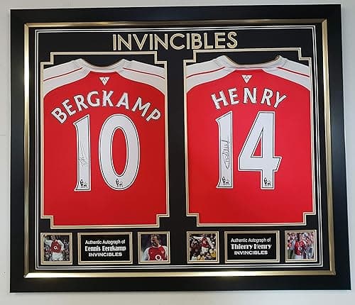 www.SignedMemorabiliaShop.co.uk Rare Thierry Henry et Dennis Bergkamp Chemises dédicacées - vue 1